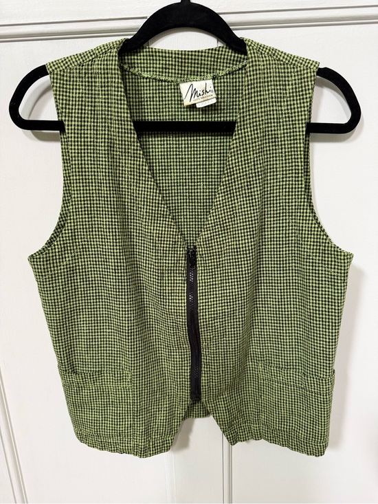 Mishi Tops - Mishi Zip-Front Checked Vest.